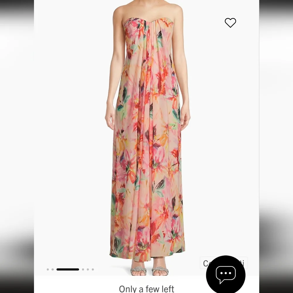 Liv Foster "BROOKE" Dress, Size 8, Strapless, Coral Multi, Chiffon, Lined, NEW! - Picture 6 of 15